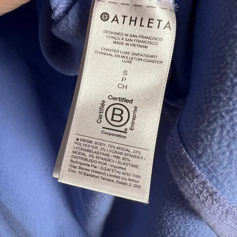 Athleta Periwinkle Blue Coaster Luxe Sweatshirt Size S